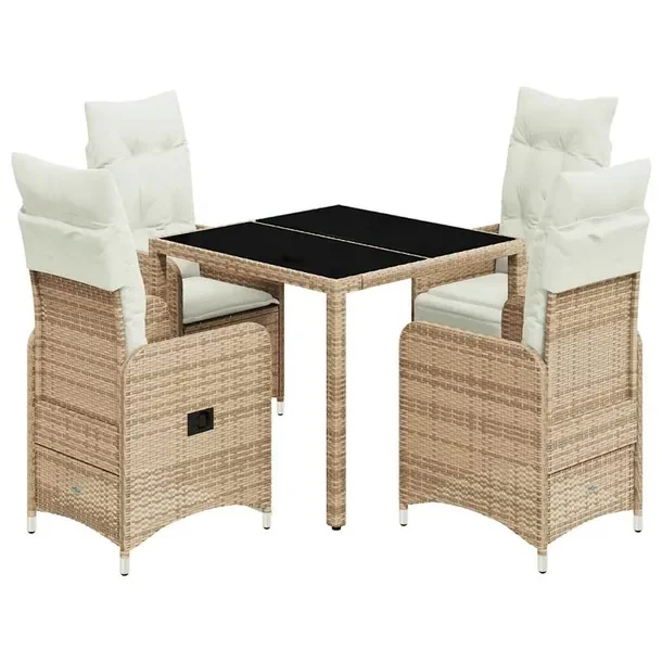 Zestaw Bistro do Ogrodu z Rattanu PE, Stół 90x90x75 cm, Krzesła 54,5x58,
