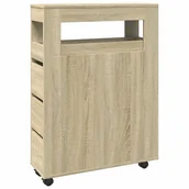 Szafki łazienkowe - vidaXL Wąska szafka łazienkowa na kółkach, dąb sonoma - miniaturka - grafika 1
