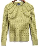 Swetry damskie - GANT Damski sweter ze stretchem Cotton Cable z dekoltem w kształcie litery C, Deep Lichen Green, XXL - miniaturka - grafika 1