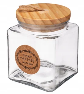 POJEMNIK SZKLANY drewno korek 850 ml na przyprawy żywność kawę sól dekor - Pojemniki kuchenne - miniaturka - grafika 1
