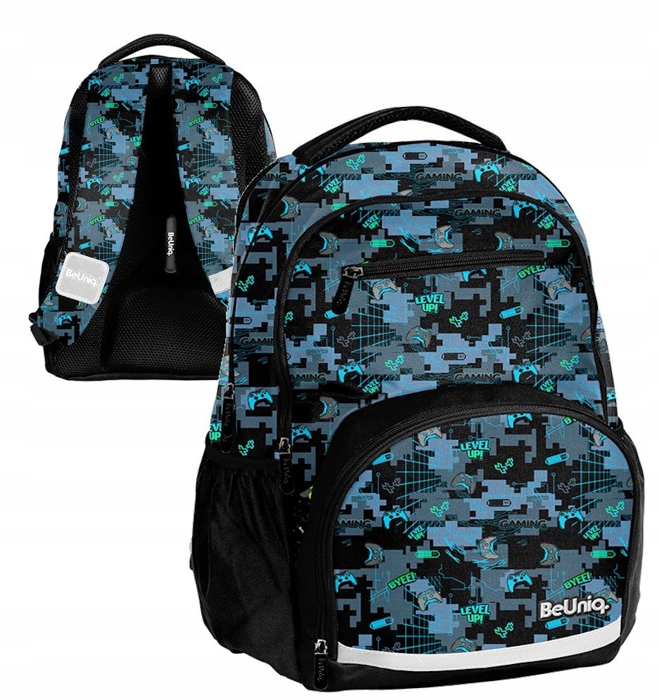 Plecak tornister szkolny młodzieżowy BeUniq Blue Pixel Niebieski
