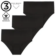Majtki damskie - Damskie figi maxi bawełniane majtki wysoki stan klasyczne czarne 3-pak XL - miniaturka - grafika 1