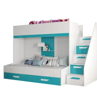 Abiks Łóżko piętrowe Antresola PARTY 16 biały + turkusowy - Łóżka dla dzieci i młodzieży Abiks Łóżko piętrowe Antresola PARTY 16 biały + turkusowy - Łóżka dla dzieci i młodzieży - miniaturka - grafika 1