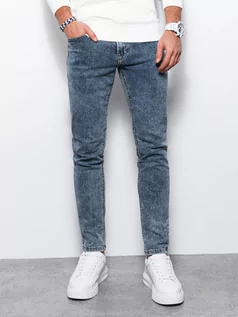 Spodnie męskie - Spodnie męskie jeansowe SKINNY FIT - niebieskie V5 P1062 - grafika 1