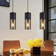 Lampy sufitowe - ZMH Lampa wisząca Czarny 3 Płomień E27 Stół do jadalni Lampa wisząca Nowoczesny regulowany szklany żyrandol do kuchni Salon Sypialnia - miniaturka - grafika 1