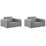 Meble ogrodowe - Zestaw 2 Foteli Ogrodowych Szary Z Białym Rovigo - miniaturka - grafika 1