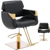 Fotele fryzjerskie - Fotel fryzjerski barberski kosmetyczny z podnóżkiem Physa PENRYN - czarno złoty - miniaturka - grafika 1