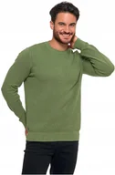 Swetry męskie - SWETER MĘSKI SWETER BAWEŁNIANY Z DEKOLTEM OKRĄGŁYM ZIELONY BAWEŁNA - S - miniaturka - grafika 1