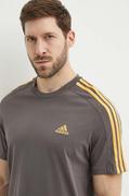 Koszulki męskie - adidas t-shirt bawełniany męski kolor szary z aplikacją IS1334 - miniaturka - grafika 1