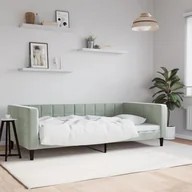 Sofy i kanapy - vidaXL Sofa z funkcją spania, jasnoszara, 100x200 cm, obita aksamitem - miniaturka - grafika 1