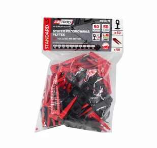 AWTOOLS SYSTEM POZIOMOWANIA PŁYTEK STANDARD 1,0mm - 7-15mm - KLIPS 50szt. + KLIN 50szt. - Narzędzia glazurnicze - miniaturka - grafika 1
