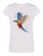 Koszulki i topy damskie - T-Shirt damski nadruk Kolorowa PAPUGA r. L - miniaturka - grafika 1