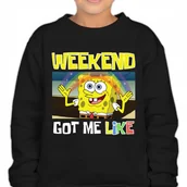 Bluzy dla dziewczynek - Bluza Dziecięca Czarna WEEKEND SPONGEBOB Bajka Kreskówka Rozm 164 cm Wzory - miniaturka - grafika 1