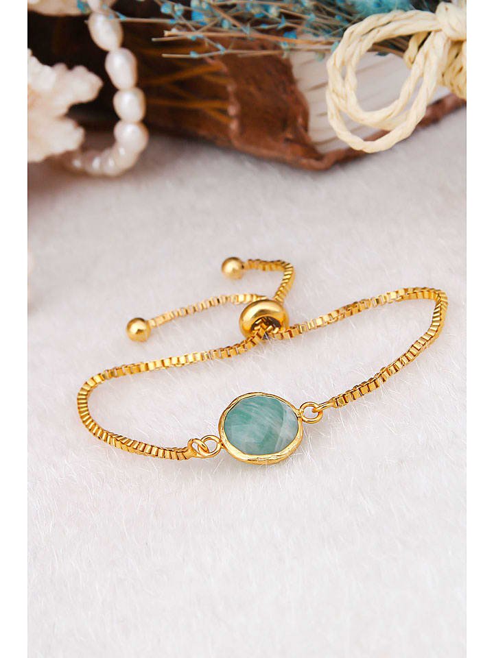 Pierres delicates Pozłacana bransoletka z amazonitem