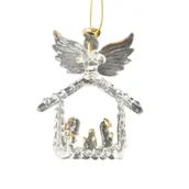 Ozdoby bożonarodzeniowe - Zawieszka szklana szopka 9 cm transparentny - miniaturka - grafika 1
