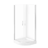 Kabiny prysznicowe - Kabina prysznicowa Cersanit Moduo 90x90x195 półokrągła chrom transparentne z brodzikiem tako 16 cm biały S601-475 - miniaturka - grafika 1