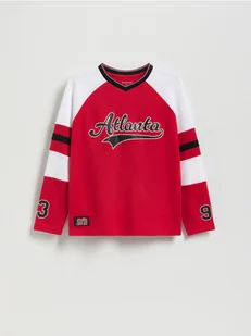 Reserved - Bawełniany longsleeve z nadrukiem - czerwony - Bluzki dla chłopców - miniaturka - grafika 1