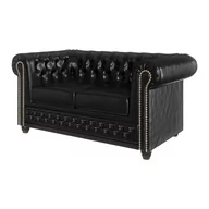 Sofy i kanapy - Czarna rozkładana sofa z imitacji skóry 148 cm York – Ropez - miniaturka - grafika 1