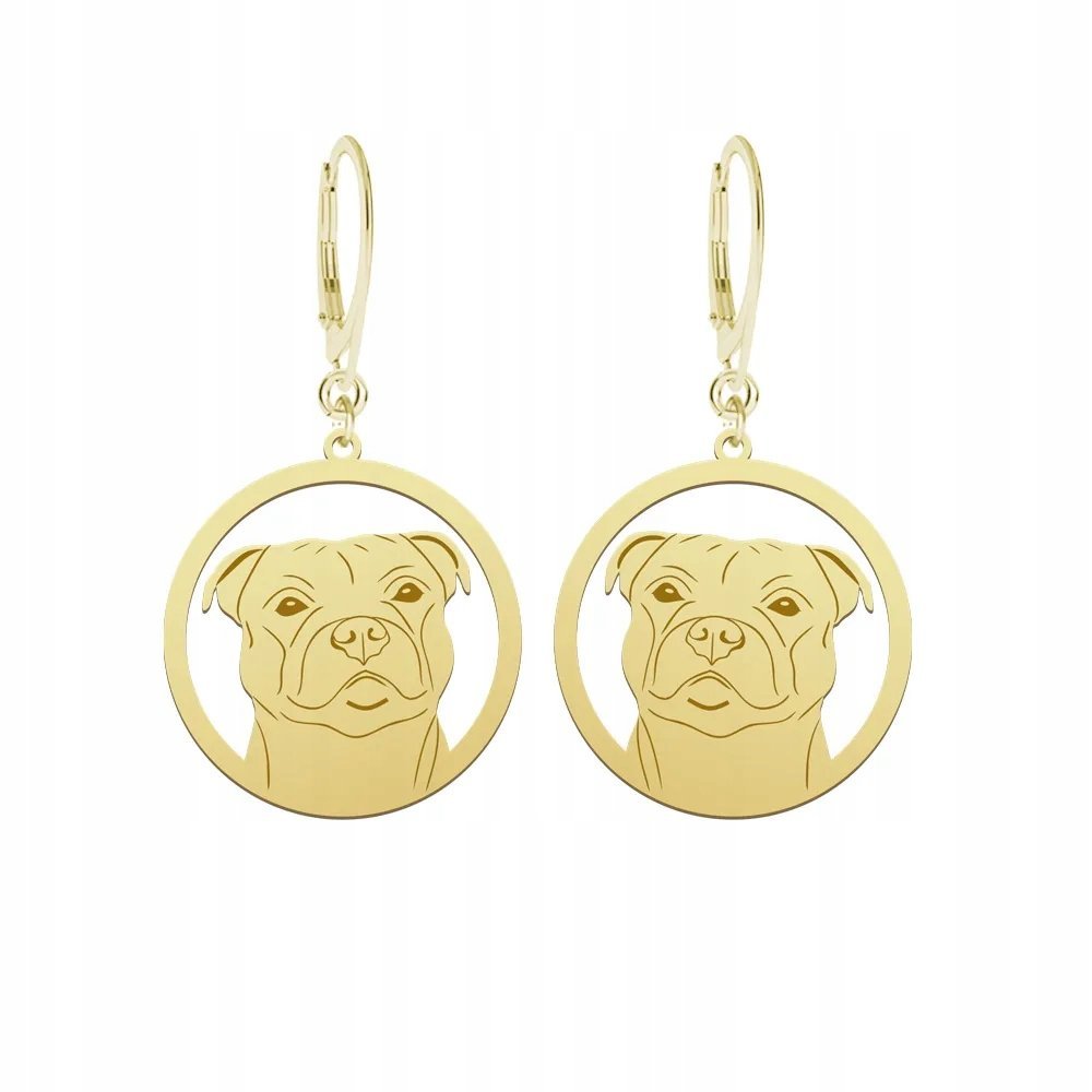 Kolczyki Złote z Staffordshire Bull Terrier 925 Bigiel GRAWER GRATIS