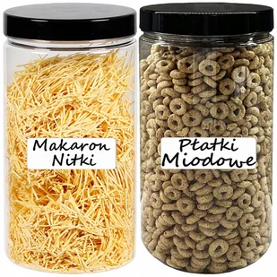 POJEMNIK PLASTIKOWY SŁOIK MAKARON 1,25L 2 SZTUKI +ETYKIETY - Pojemniki kuchenne - miniaturka - grafika 1
