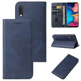 Dla Samsung Galaxy A20e Magnetyczne zamknięcie Skórzane etui na telefon Niebieski - Etui i futerały do telefonów - miniaturka - grafika 1