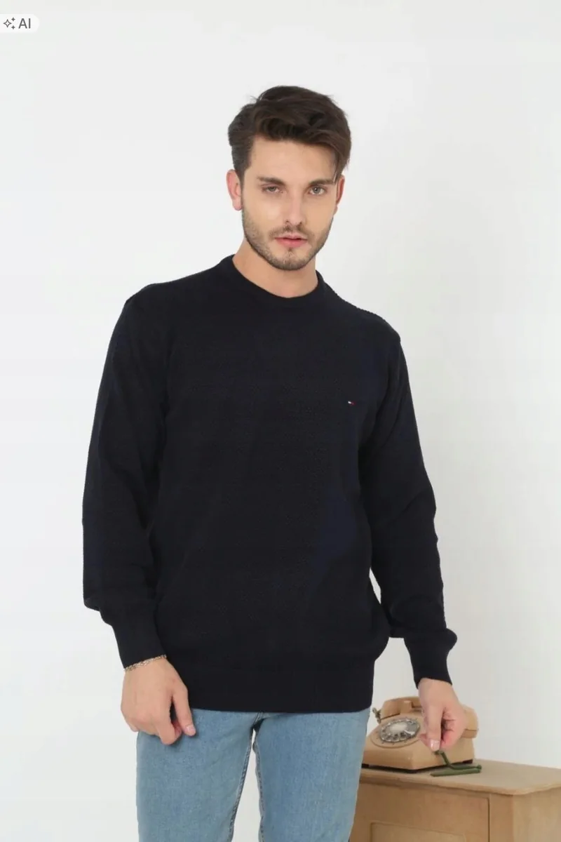 MĘSKI SWETER GŁADKI PLECIONY O WYGODNYM KROJU 3XL 5IA