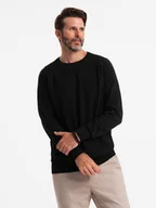 Swetry męskie - Męski sweter raglan z prążkowanymi rękawami czarny V2 OM-SWSW-0144 S - miniaturka - grafika 1