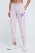 Spodnie damskie - Puma spodnie dresowe kolor fioletowy z nadrukiem - miniaturka - grafika 1