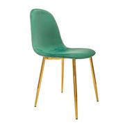Krzesła - Krzesło tapicerowane, złote nóżki, 43x52x89 cm, zielony - miniaturka - grafika 1