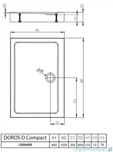 Radaway Doros D Compact Stone brodzik 120x80 biały SDRD1280-05-04S - Brodziki prysznicowe - miniaturka - grafika 2
