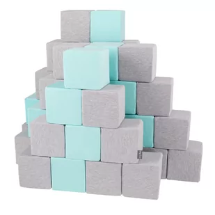 KiddyMoon Miękkie klocki 14cm sześciany: jasnoszary-miętowy 48 - Maty edukacyjne - miniaturka - grafika 1
