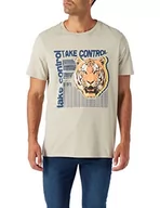 Koszulki męskie - Koton T-shirt męski z nadrukiem tygrys, Szary (035), XXL - miniaturka - grafika 1