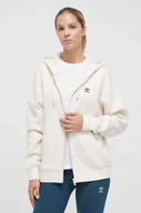 Bluzy damskie - adidas Originals bluza damska kolor beżowy z kapturem gładka - miniaturka - grafika 1