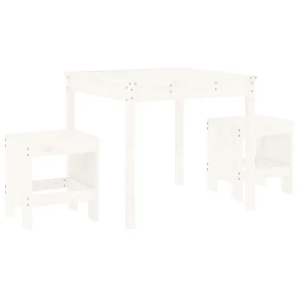 Zestaw Mebli Bistro Ogrodowych, Drewno Sosnowe, Biały, Stół 82,5x82,5x76