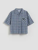Bluzki dla chłopców - Reserved - Bawełniana koszula - granatowy - miniaturka - grafika 1