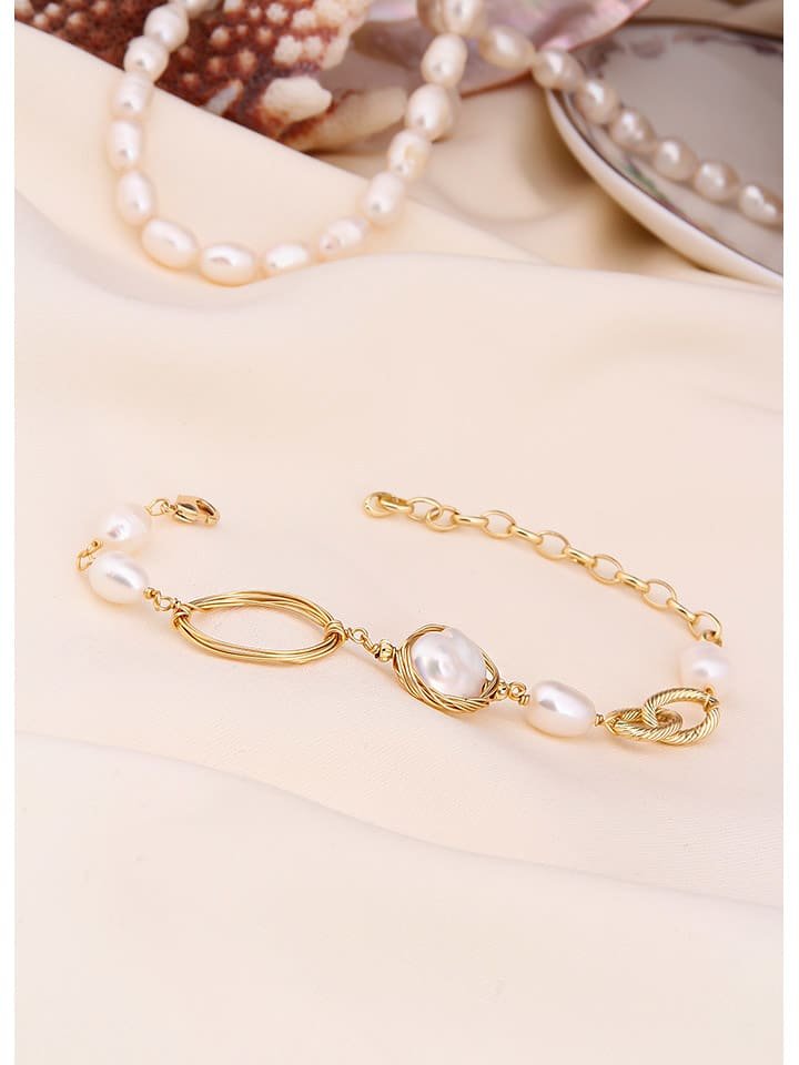 L'Atelier de Gaia Pozłacana bransoletka z perłami