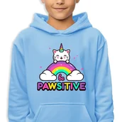 Bluzy dla dziewczynek - Bluza Dziecięca Z Kapturem Niebieska Be Pawsitive Wzory -164 Cm (14-15) - miniaturka - grafika 1