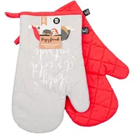 Fartuchy i rękawice kuchenne - Rękawice kuchenne HAPPY FRIENDS 19 x 30 cm 2 sztuki szary/czerwony - miniaturka - grafika 1