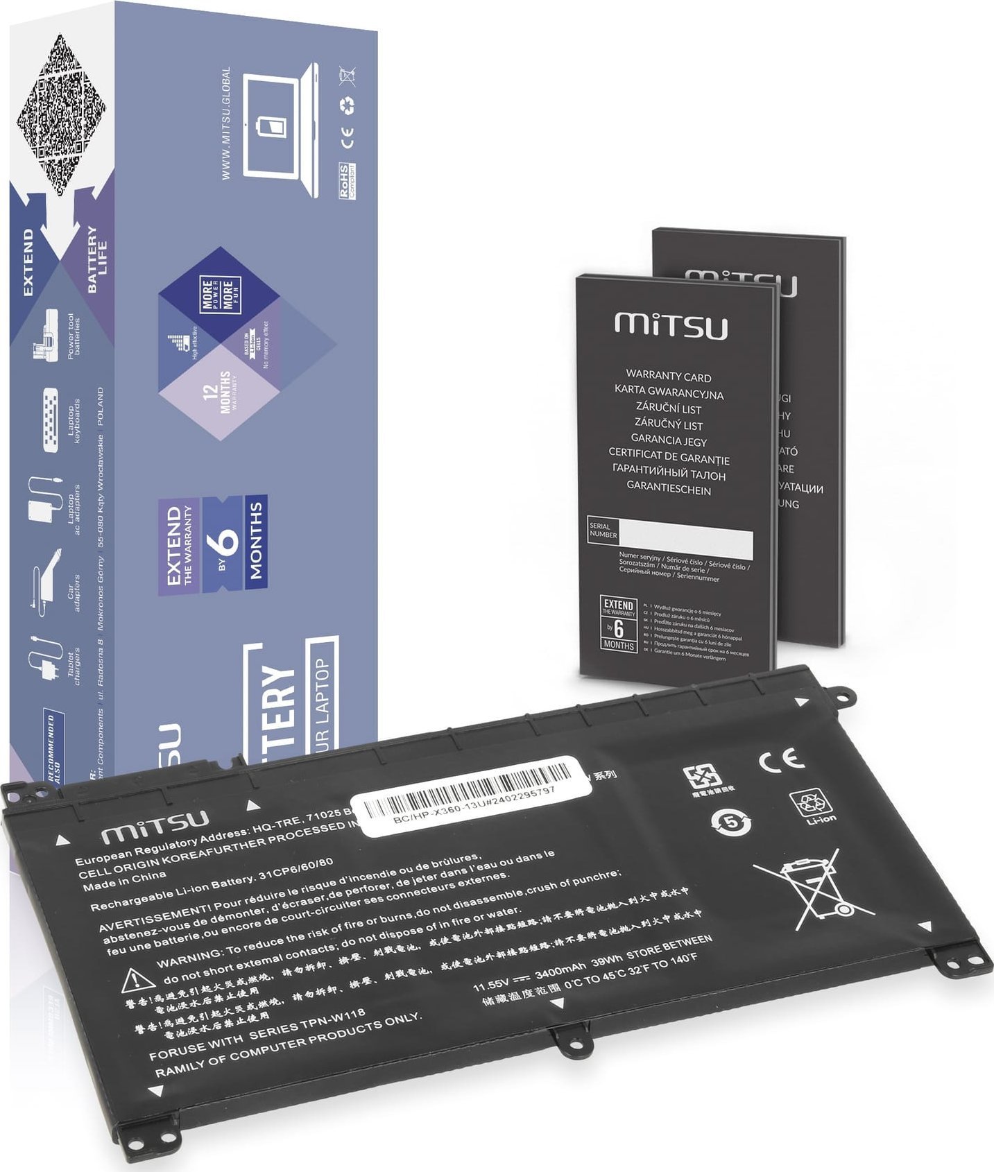 Bateria Mitsu Bateria Mitsu do HP Pavilion X360 13-U101NW, 13T-U100, 13-U117NA
