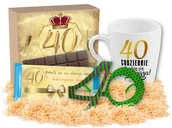 Zestawy upominkowe - Prezent na 40 Urodziny dla Kobiety Pudełko Prezentowe Okulary Kubek Czekolada - miniaturka - grafika 1