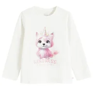 Bluzki dla dziewczynek - Cool Club, Bluzka dziewczęca z długim rękawem, biała - miniaturka - grafika 1