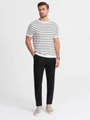 Spodnie męskie - Męskie spodnie chino z gumką w pasie SLIM FIT - czarne V3 OM-PACP-0158 - Ombre Clothing - miniaturka - grafika 1