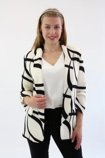 Marynarka w esy Cristina Kremowo-czarna L - Marynarki i żakiety damskie - miniaturka - grafika 1