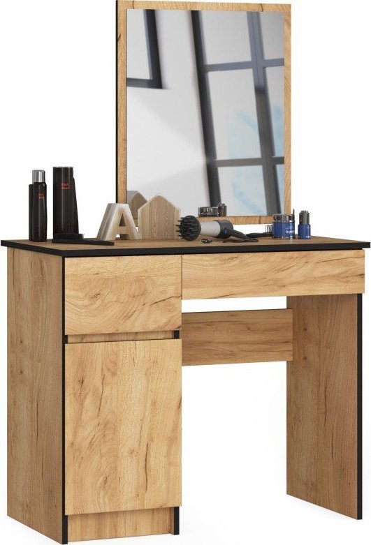 Fabryka Mebli Akord TOALETKA KOSMETYCZNA Z LUSTREM P-2/SL 500x600 LEWA DĄB CRAFT