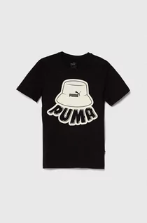 Koszulki dla dziewczynek - Puma t-shirt bawełniany dziecięcy ESS+ MID 90s Graphic B kolor czarny z nadrukiem - grafika 1