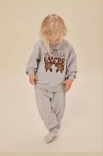 Spodnie i spodenki dla dziewczynek - Konges Sløjd spodnie dresowe bawełniane dziecięce kolor szary gładkie - grafika 1