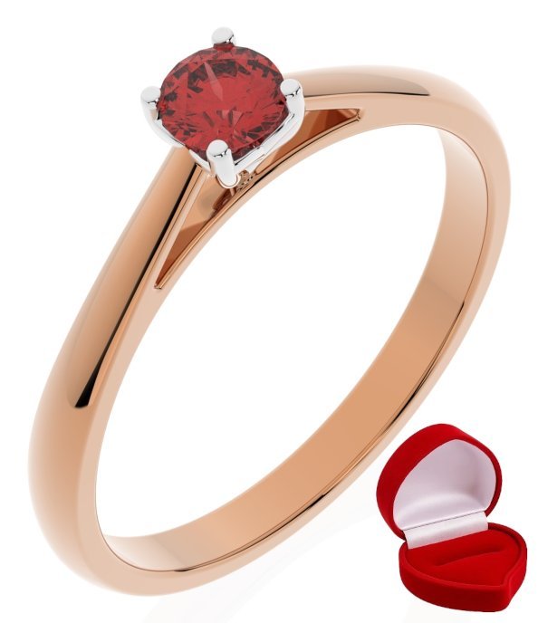 ZŁOTY PIERŚCIONEK ZARĘCZYNOWY 585 14k RUBIN 0,19 ct RÓŻOWE ZŁOTO R15