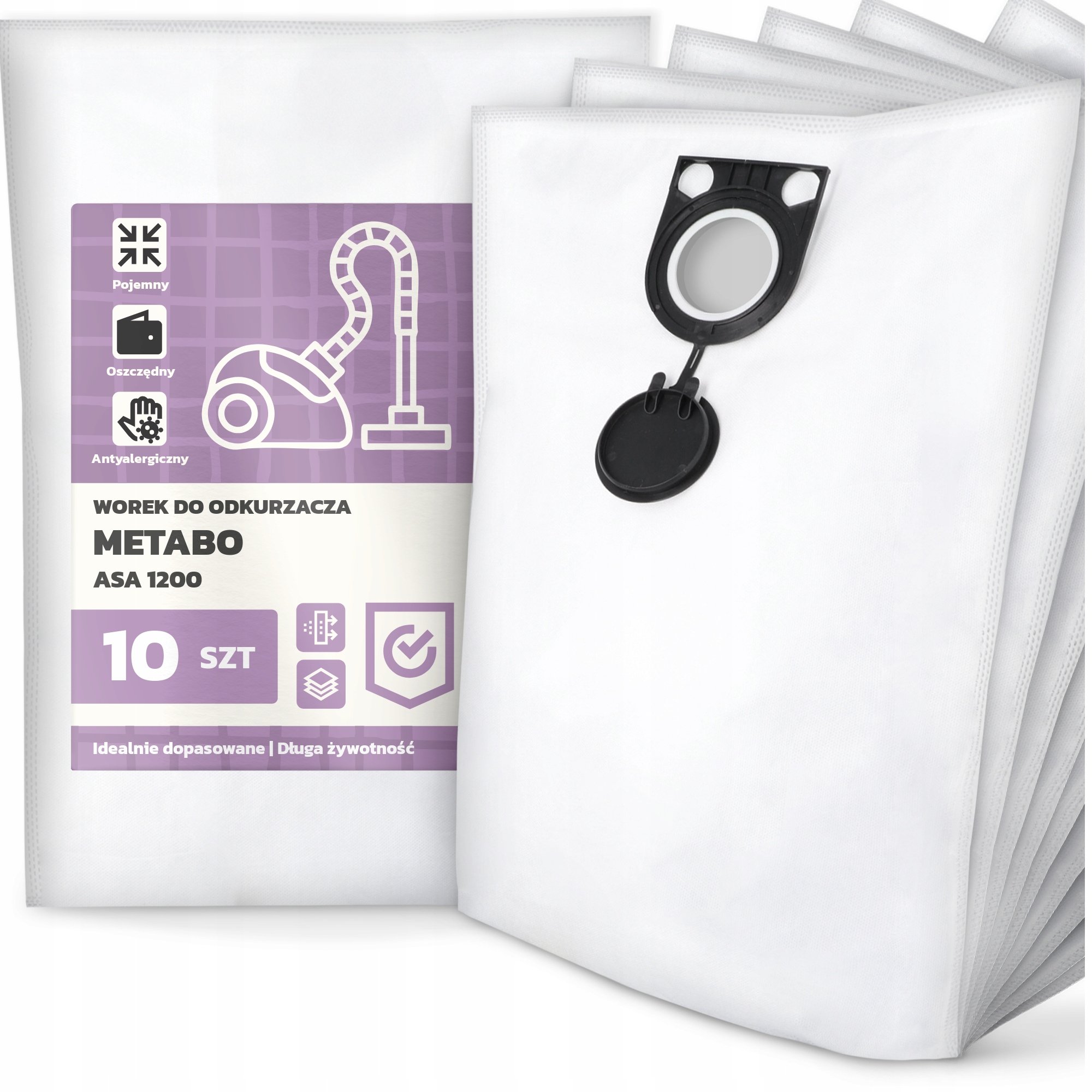 10x Worek do Odkurzacza Metabo Asa 1200 Syntetyczny Tekstylny Pojemny G9