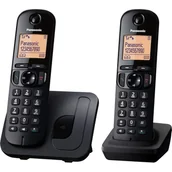 Telefony OUTLET - Panasonic KX-TGC212PD cyfrowy telefon bezprzewodowy z 2 słuchawkami (tryb ECO, blokowanie połączeń,książka telefoniczna na 50 wpisów), czarny - miniaturka - grafika 1