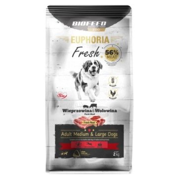 BIOFEED Euphoria Fresh Adult Medium & Large Wieprzowina z wołowiną - sucha karma dla psa - 2kg